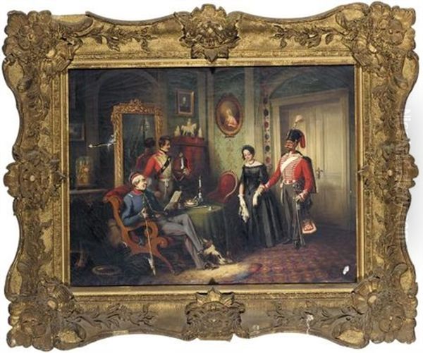 The Marriage Arrangement (der Ehevertrag) Oil Painting by Carl Rechlin