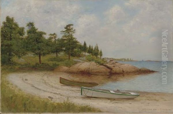 Boats Along The Shore Oil Painting by Gardner Arnold Reckard