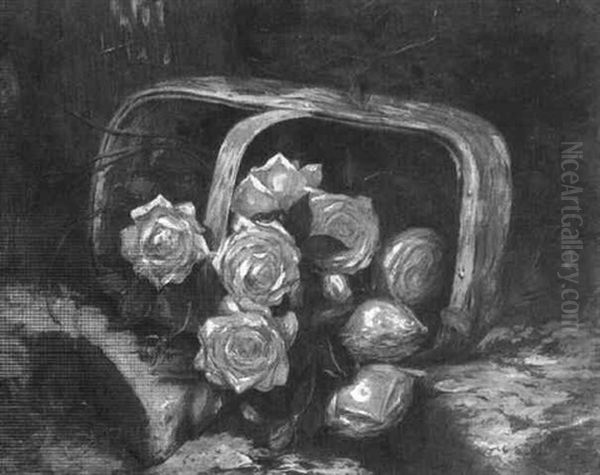 Basket Of Roses Oil Painting by Gardner Arnold Reckard