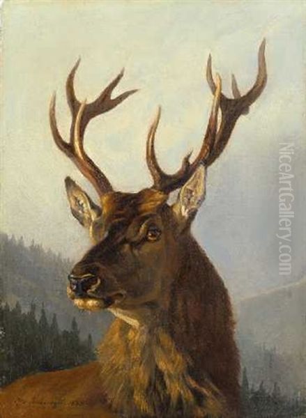 Kapitaler Kronenhirsch Oil Painting by Otto Recknagel