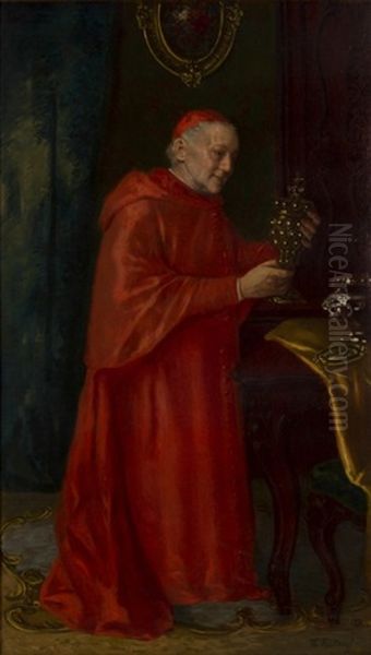 Portrait Of Cardinal With Covered Chalice Oil Painting by Theodor Recknagel