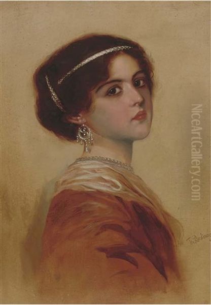 Portrait Of A Young Beauty Oil Painting by Theodor Recknagel