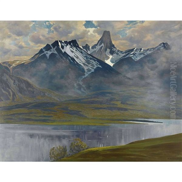 Thunersee Mit Stockhorn Oil Painting by Anton Reckziegel