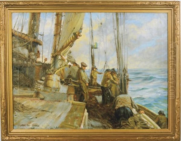 Fishermen On Deck Oil Painting by Macivor Reddie