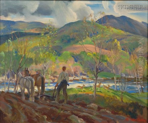 Plowing Oil Painting by Macivor Reddie