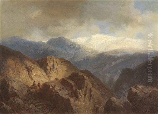 Hochgebirgslandschaft Oil Painting by Heinrich Von Reder