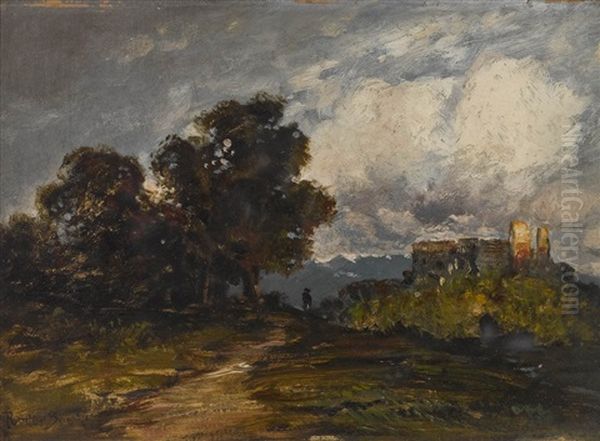 Landschaft Mit Burg Oil Painting by Franz Reder-Broili