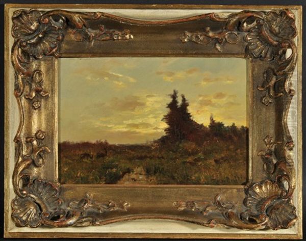 Moorlandschaft Mit Rehen Oil Painting by Franz Reder-Broili