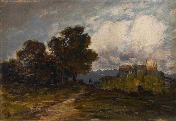 Landschaft Mit Burg Oil Painting by Franz Reder-Broili