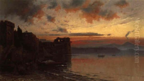 Abendstimmung Uber Der Bucht Von Neapel Oil Painting by Franz Reder-Broili