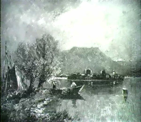 Blick Auf Die Fraueninsel Im Chiemsee Oil Painting by Franz Reder-Broili