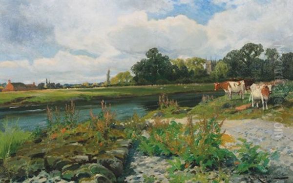 Shardlow On Trent Oil Painting by Arthur William Redgate