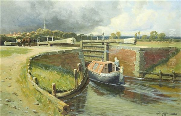 Mary Ann Entering The Lock Oil Painting by Arthur William Redgate