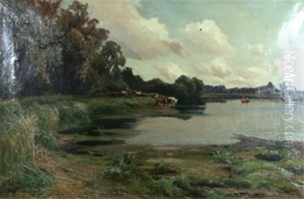 Kor I Vattenlandskap Oil Painting by Arthur William Redgate