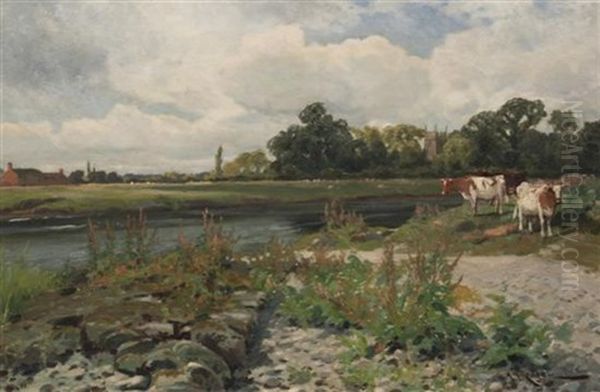 Shardlow On Trent Oil Painting by Arthur William Redgate