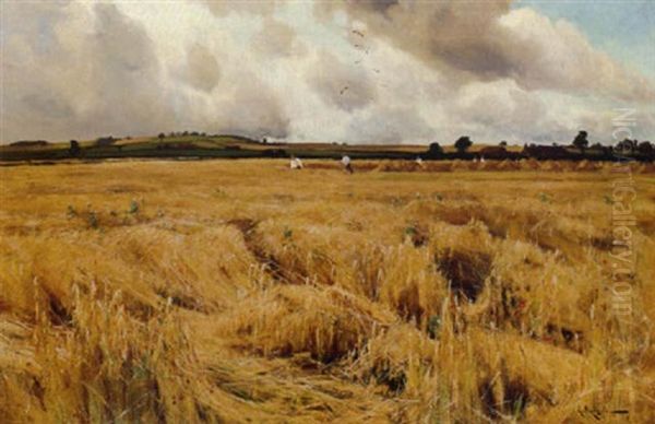 Harvesters Oil Painting by Arthur William Redgate