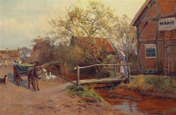 The Vegetable Barrow Oil Painting by Arthur William Redgate