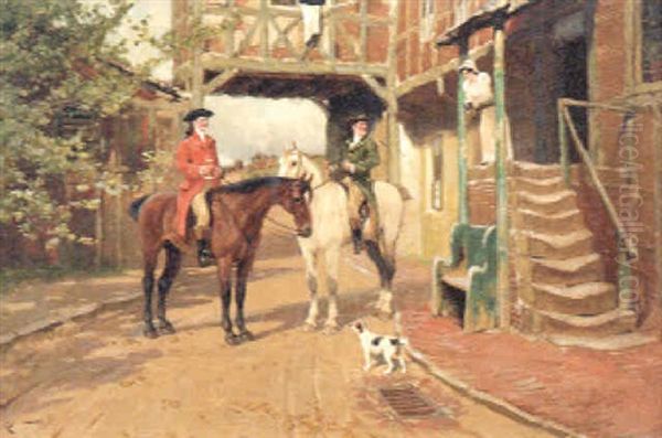 A Rest Outside The Inn Oil Painting by Arthur William Redgate