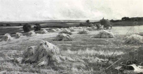 Harvest Oil Painting by Arthur William Redgate