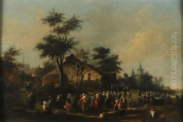 Fete De Village Oil Painting by Laurent Herman Redig