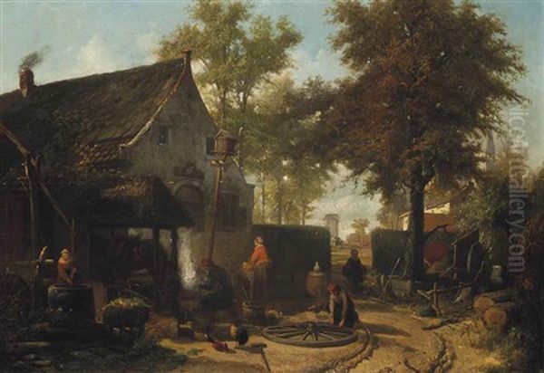 At The Farrier's Yard Oil Painting by Laurent Herman Redig