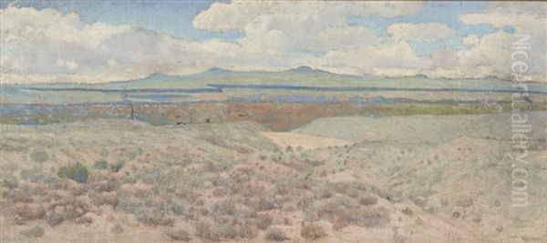 Historic Panorama, Albuquerque, New Mexico Oil Painting by Carl Redin