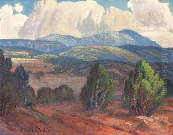 New Mexico Landscape With Clouds Oil Painting by Carl Redin