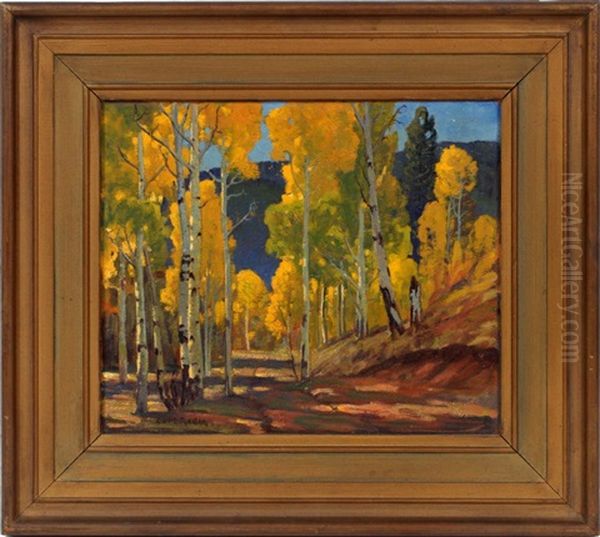 New Mexican Landscape With Aspens Oil Painting by Carl Redin