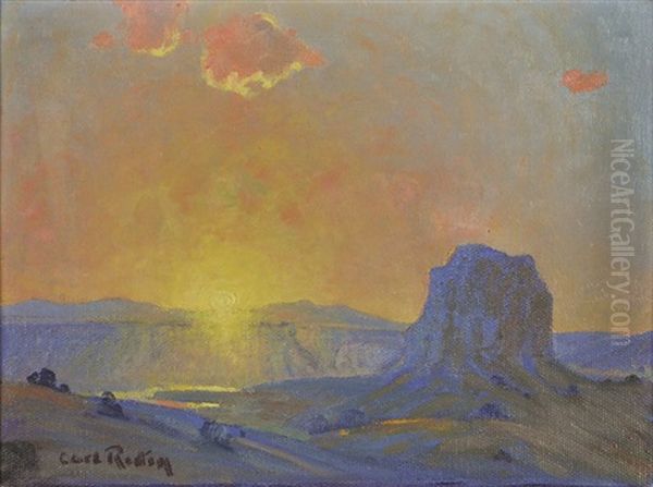 Desert Sunset Oil Painting by Carl Redin