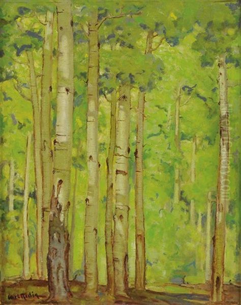 Aspens In Springtime Oil Painting by Carl Redin