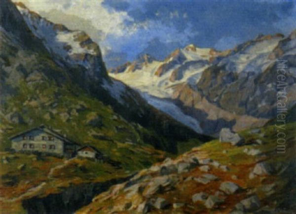 Hochalpen Mit Gletscher Und Rasthas Oil Painting by Wilhelmine Redlich