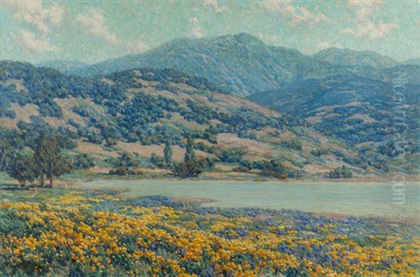 California Landscape With Poppies Oil Painting by Granville S. Redmond