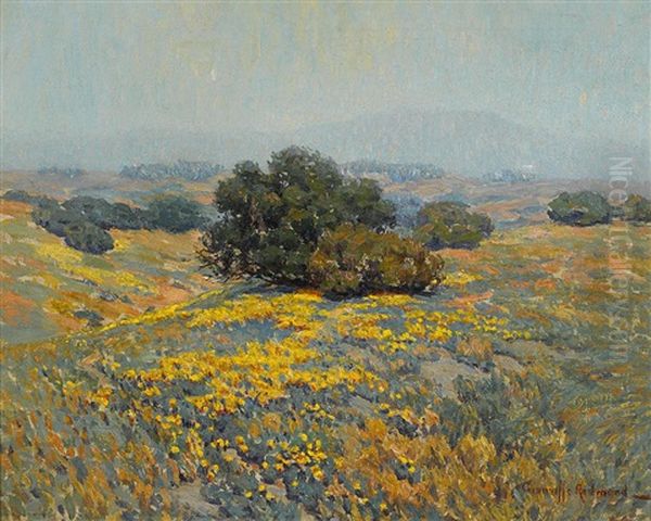 Rolling Fields Of Poppies On A Hazy Day Oil Painting by Granville S. Redmond