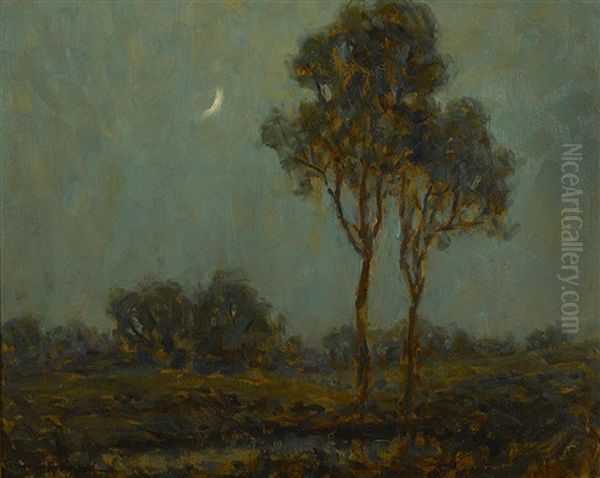 Evening Moonlight Oil Painting by Granville S. Redmond