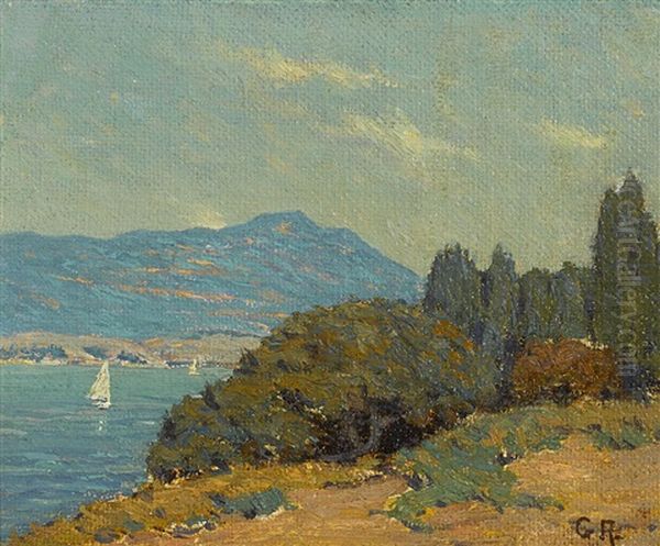 Boats On Richardson Bay With Mt. Tamalpais In The Distance Oil Painting by Granville S. Redmond