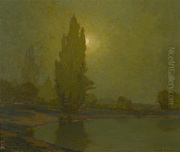 Sunset Over Lake Oil Painting by Granville S. Redmond