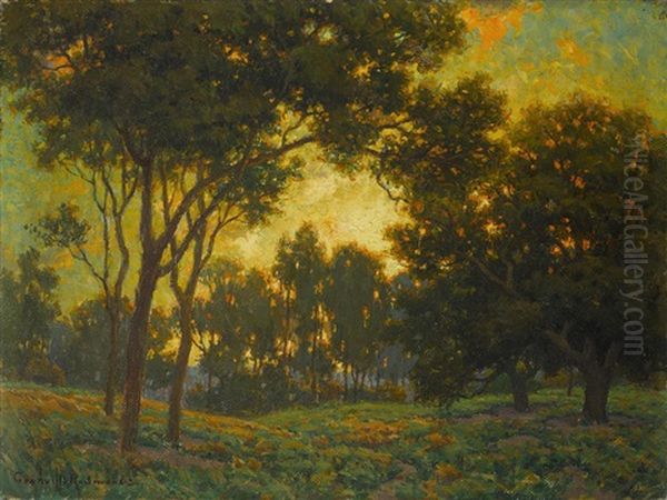 Sunset Through The Trees Oil Painting by Granville S. Redmond