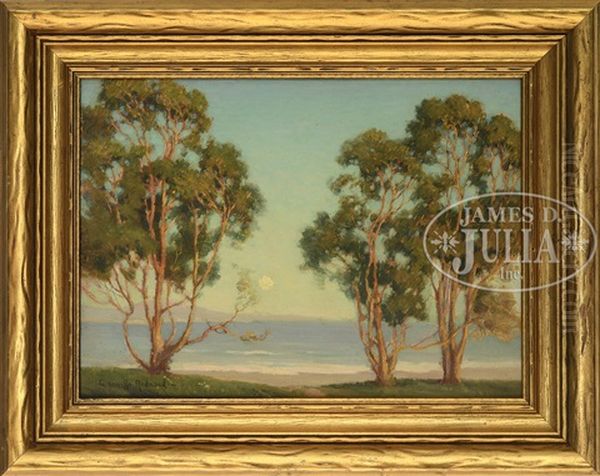 Full Moon Rising Over The Sea, California Oil Painting by Granville S. Redmond