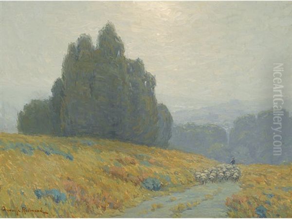 Shepard And His Flock In The California Hills by Granville S. Redmond