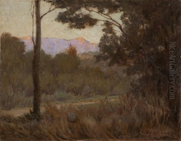 Sunset Glow On Foothills Oil Painting by Granville S. Redmond