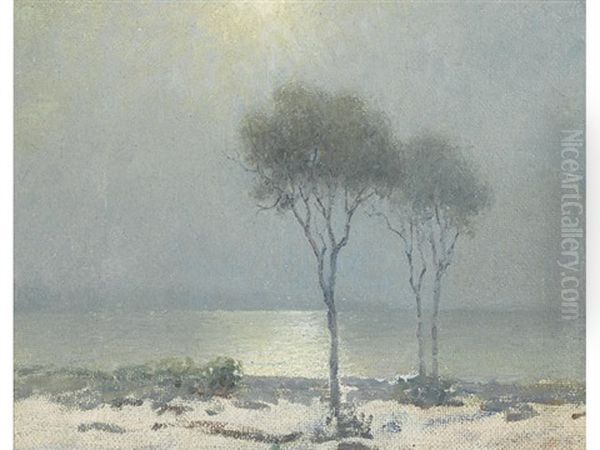 Moonlit Shore With Eucalyptus Oil Painting by Granville S. Redmond