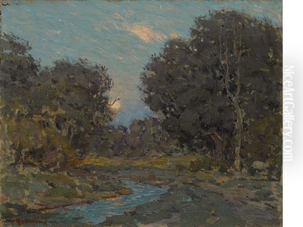 Early Moonrise Oil Painting by Granville S. Redmond