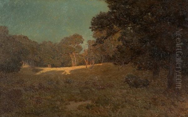 Sunset, Oaks In California Landscape Oil Painting by Granville S. Redmond