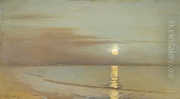 Moonrise Beyond The Bay Oil Painting by Granville S. Redmond