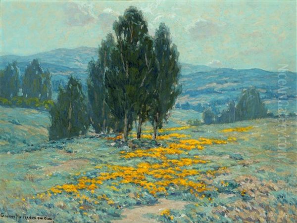 California Landscape With Poppies And Eucalyptus Oil Painting by Granville S. Redmond