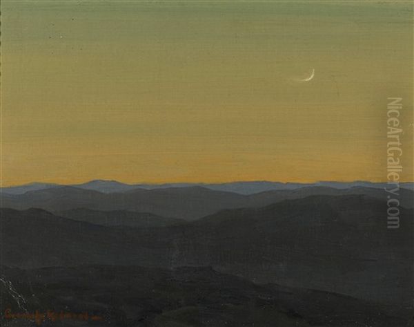 Moon At Dusk Oil Painting by Granville S. Redmond