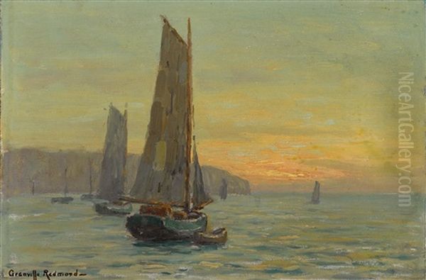 Sailboats At Sunset by Granville S. Redmond