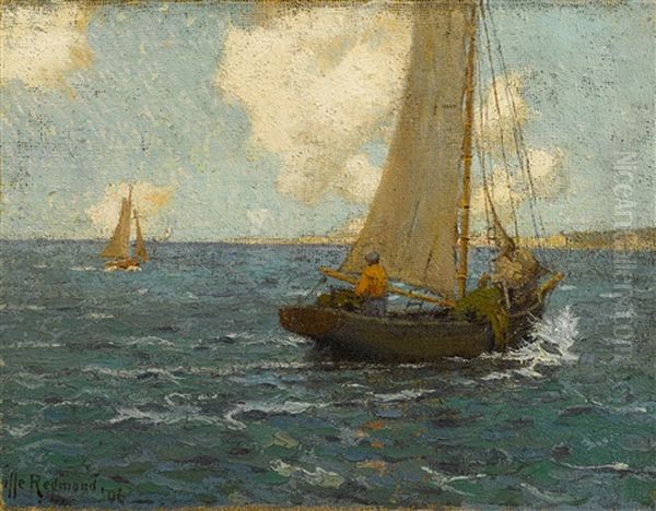 Sailboats On Calm Seas Oil Painting by Granville S. Redmond