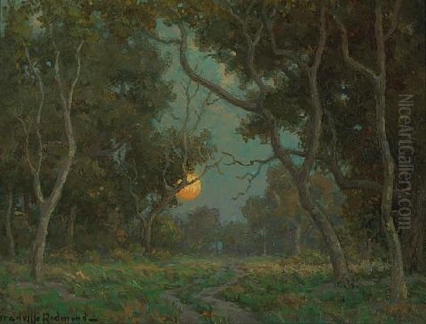 Early Moon Oil Painting by Granville S. Redmond