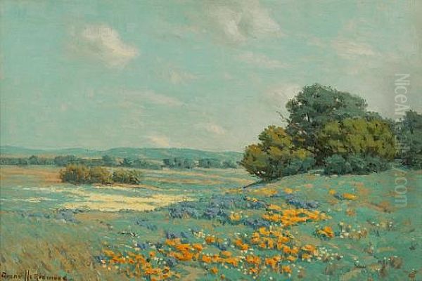 California Poppy Field Oil Painting by Granville S. Redmond